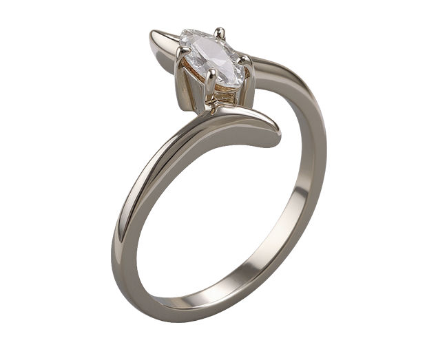 STERLING SILVER RING SET WITH  01 WHITE SAPPHIRE 
